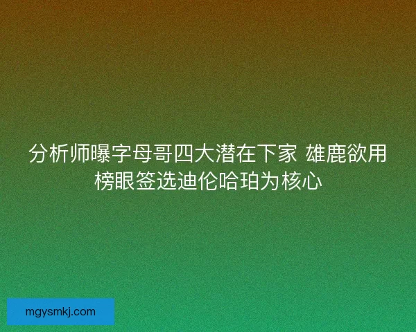 分析师曝字母哥四大潜在下家 雄鹿欲用榜眼签选迪伦哈珀为核心 分析师曝字母哥四大潜在下家 雄鹿欲用榜眼签选迪伦哈珀为核心
